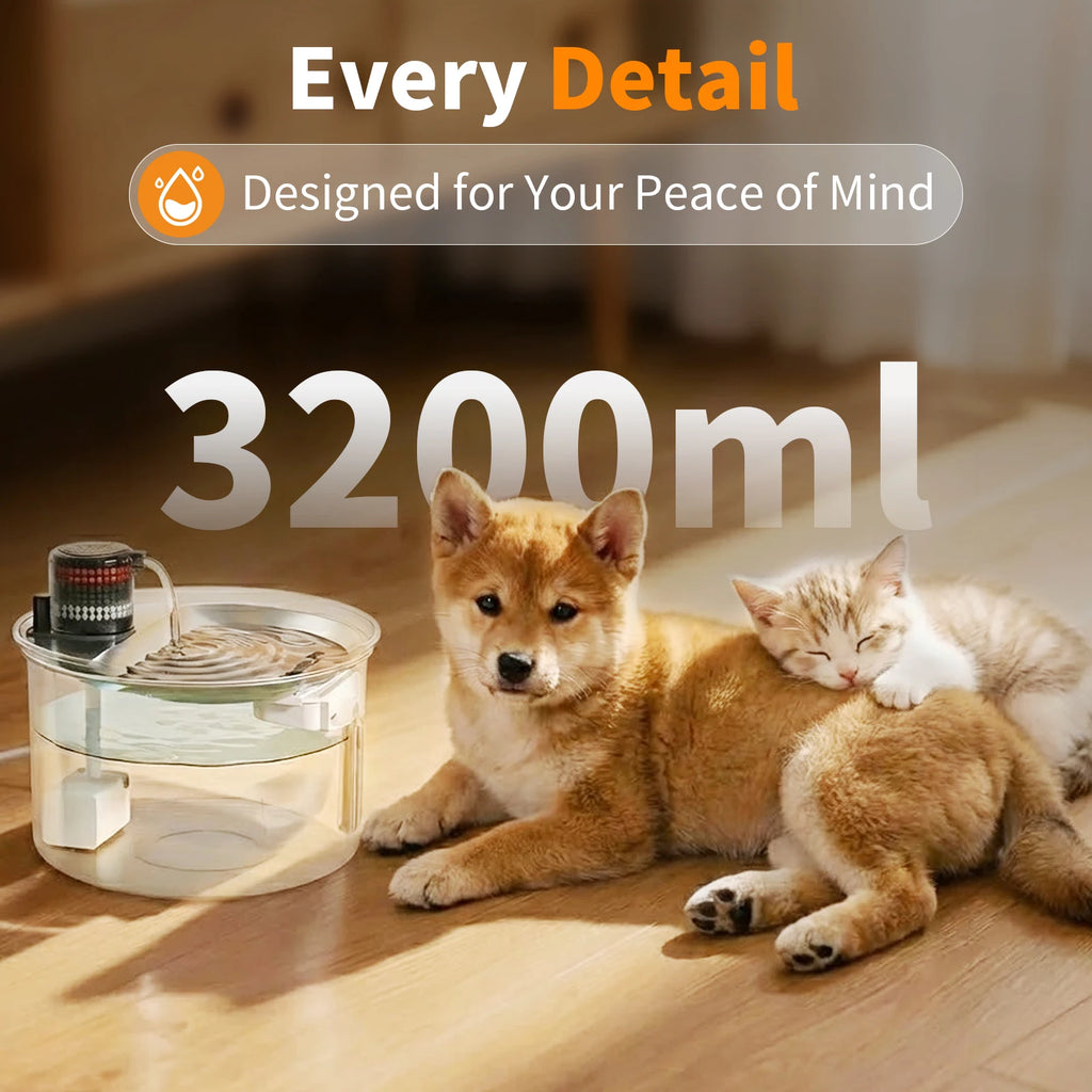 Fontaine à eau intelligente pour chat et chien, 3,2 L