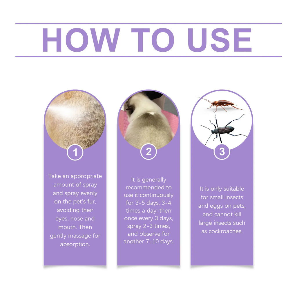 Spray anti-puces waterproof pour chien et chat — Soulage les démangeaisons