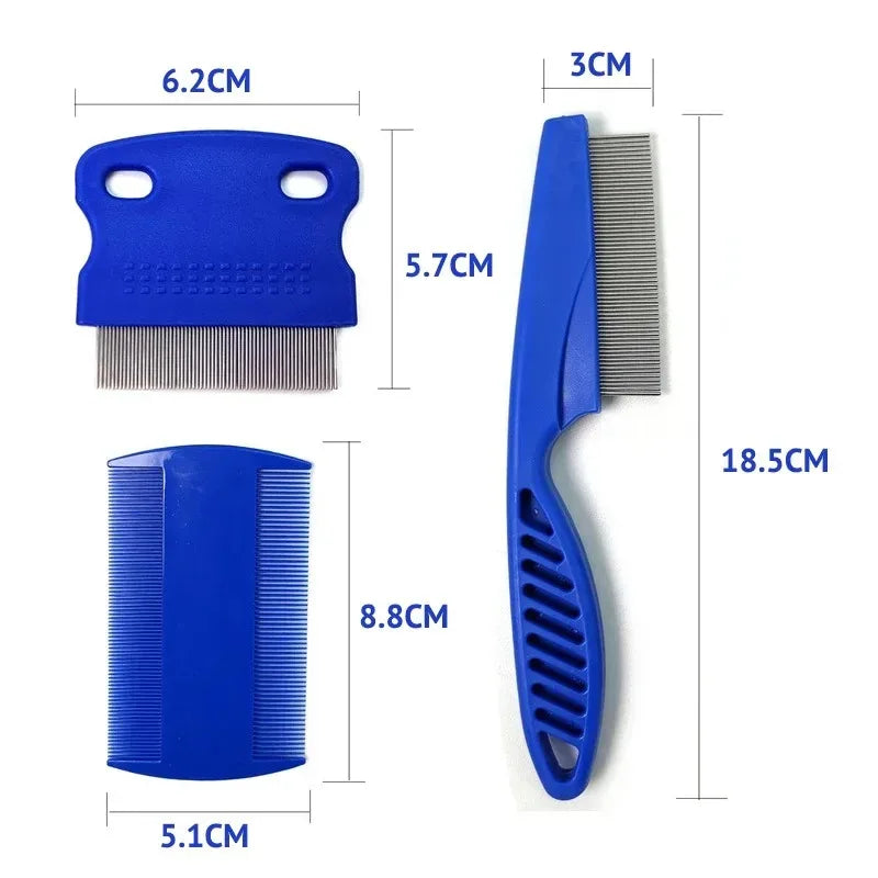 Lot de 3 peignes de toilettage anti-puces et anti-larmes pour chien et chat