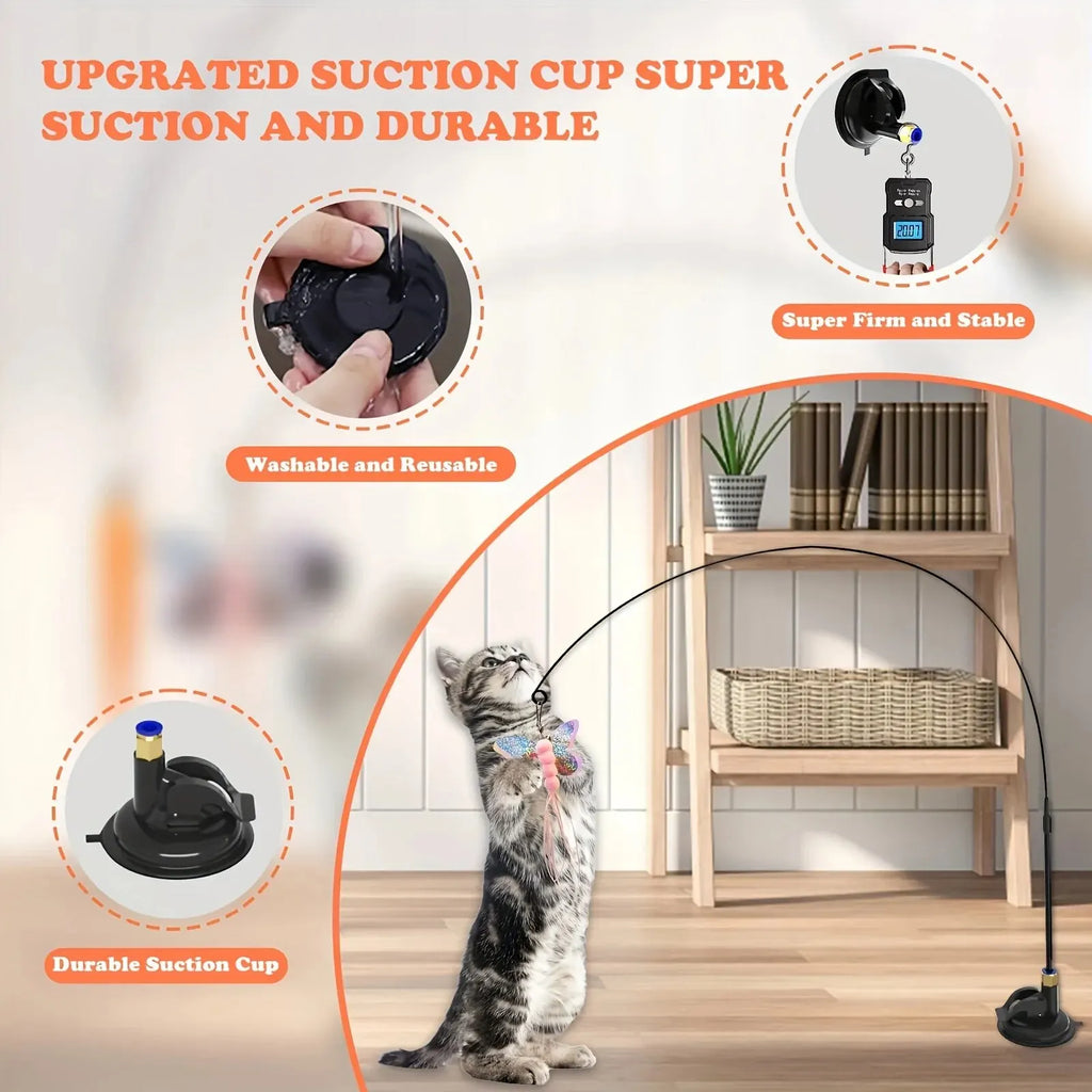 Jouet pour chat avec cloche interactive et baguette en plumes