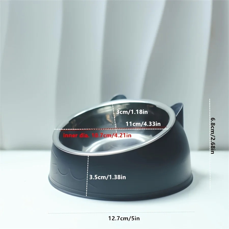 Bol surélevé en acier inoxydable pour  nourriture et d'eau incliné
