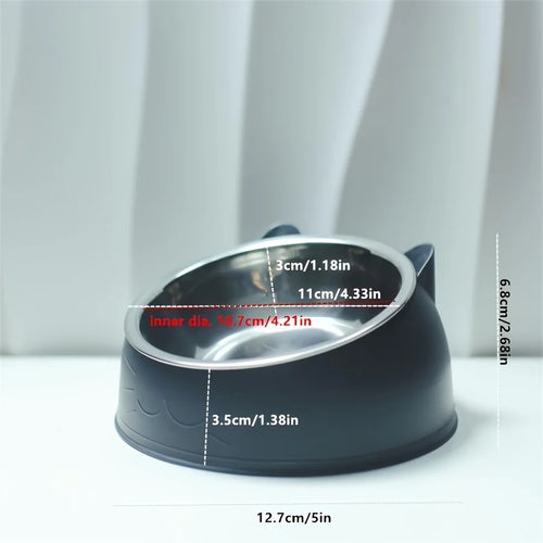 Bol surélevé en acier inoxydable pour  nourriture et d'eau incliné