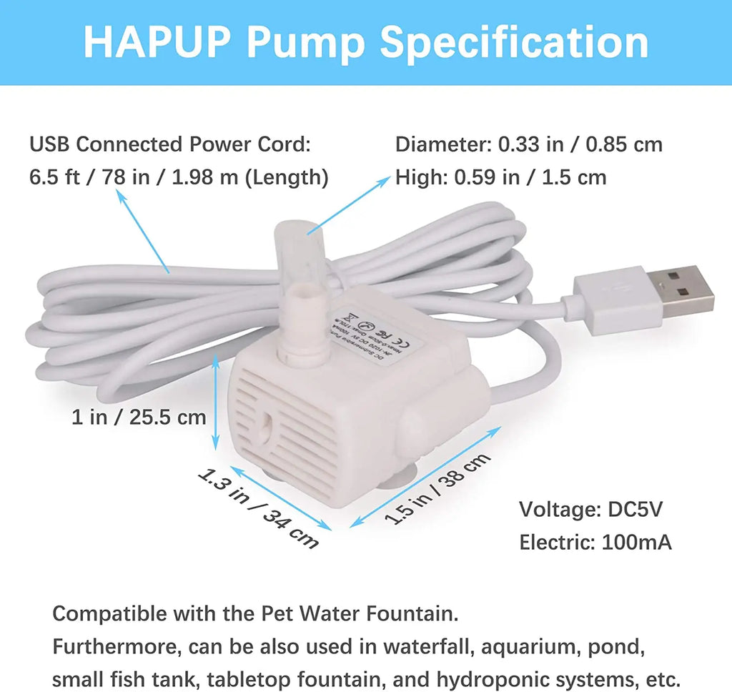 Pet Water Fountain, Dry Anti-burn Motor, Cat Water Pump, Flowers Drinking Bowl, Water Dispenser, Aquarium Fish Fountain