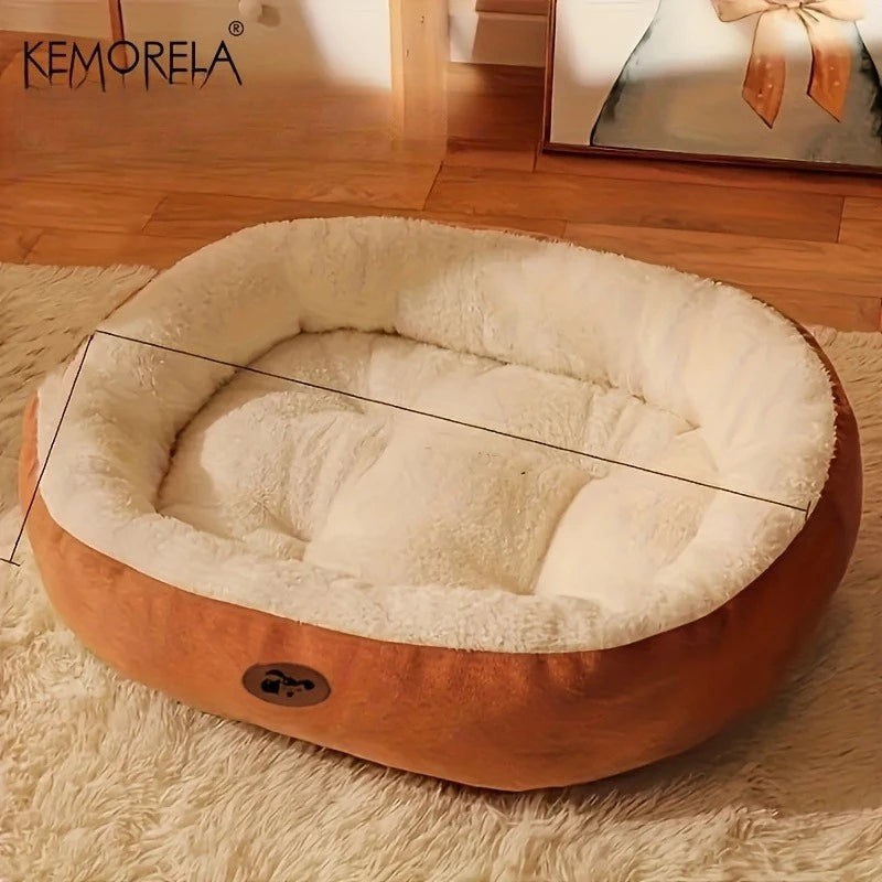 Coussin épais ovale en peluche pour animaux de compagnie