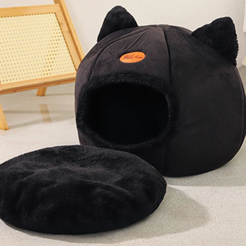 Nid de chat universel quatre saisons en forme de tête de chat