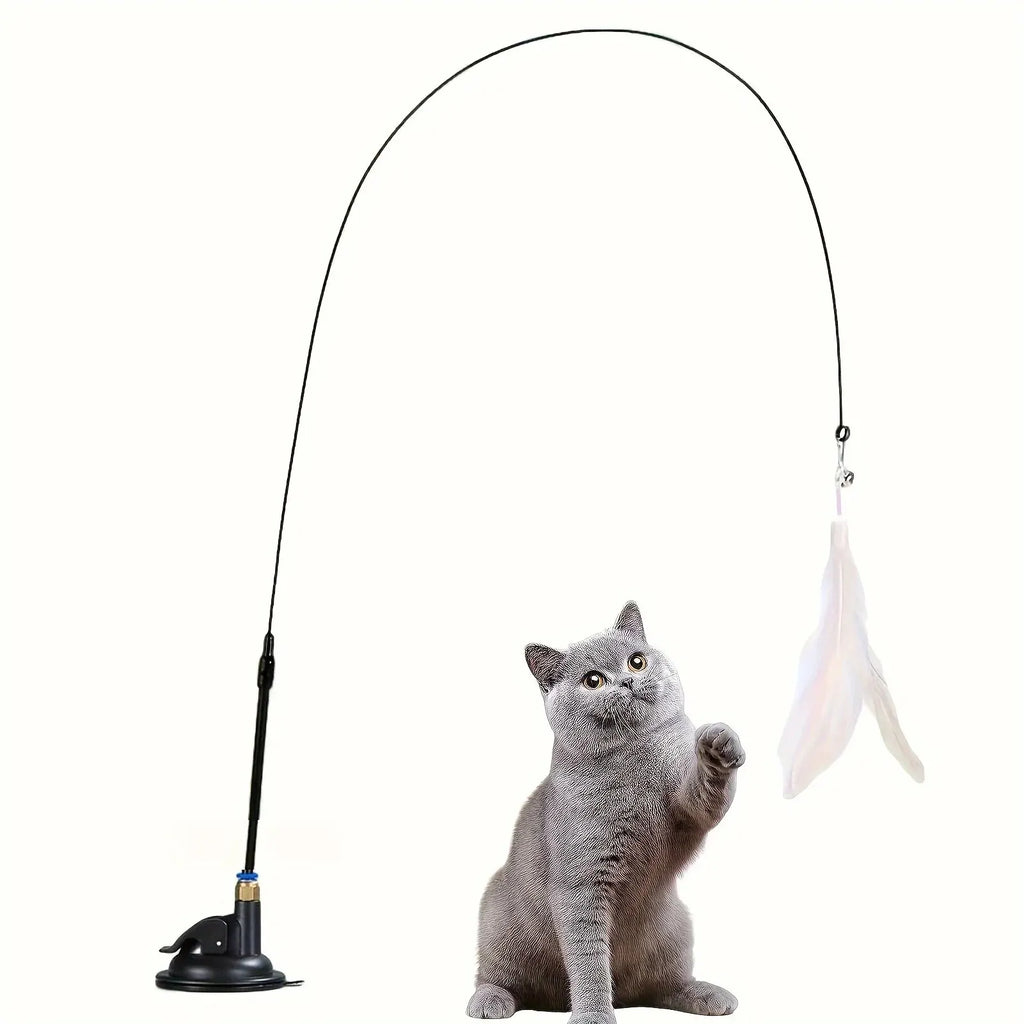 Jouet pour chat avec cloche interactive et baguette en plumes