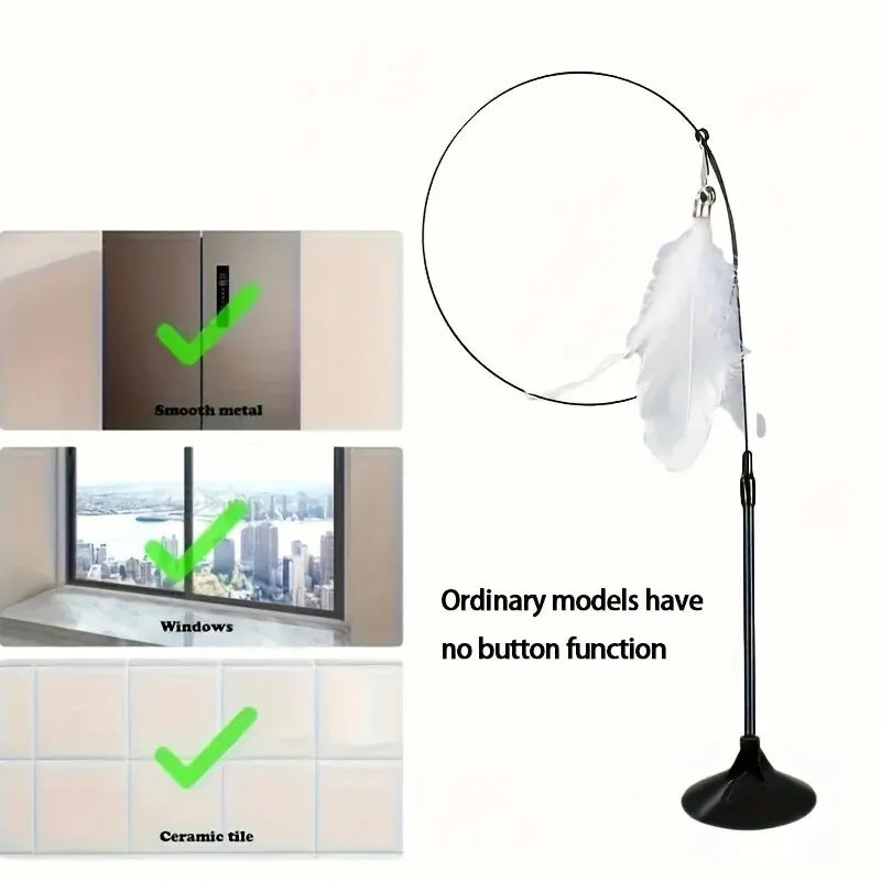 Jouet pour chat avec cloche interactive et baguette en plumes