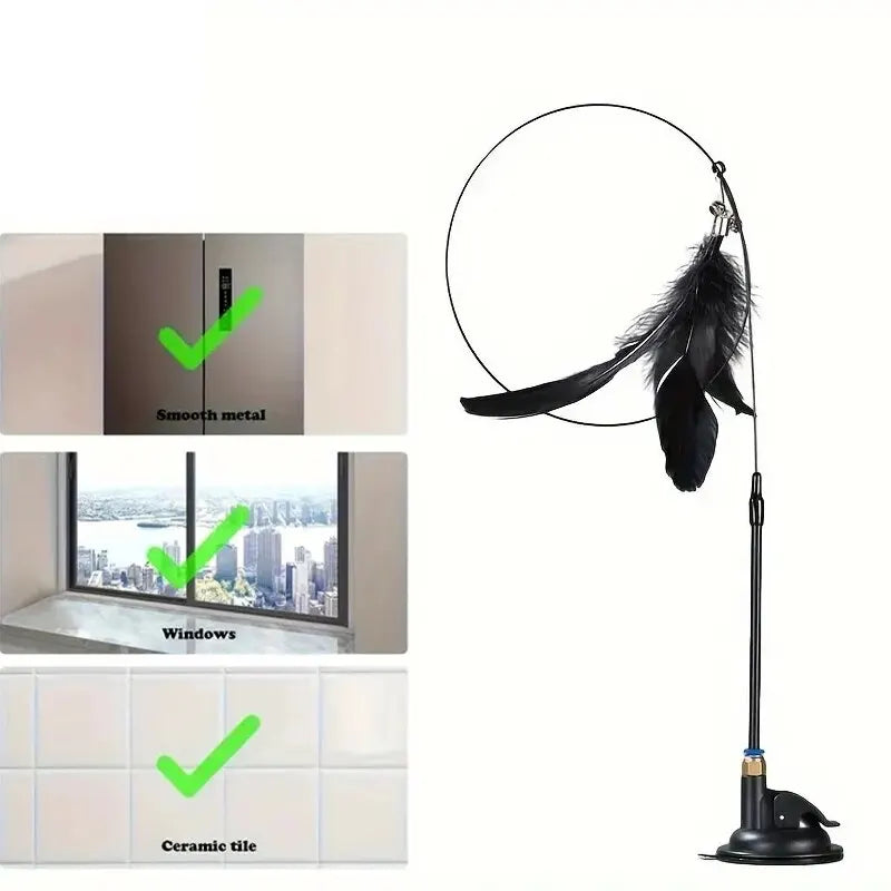 Jouet pour chat avec cloche interactive et baguette en plumes