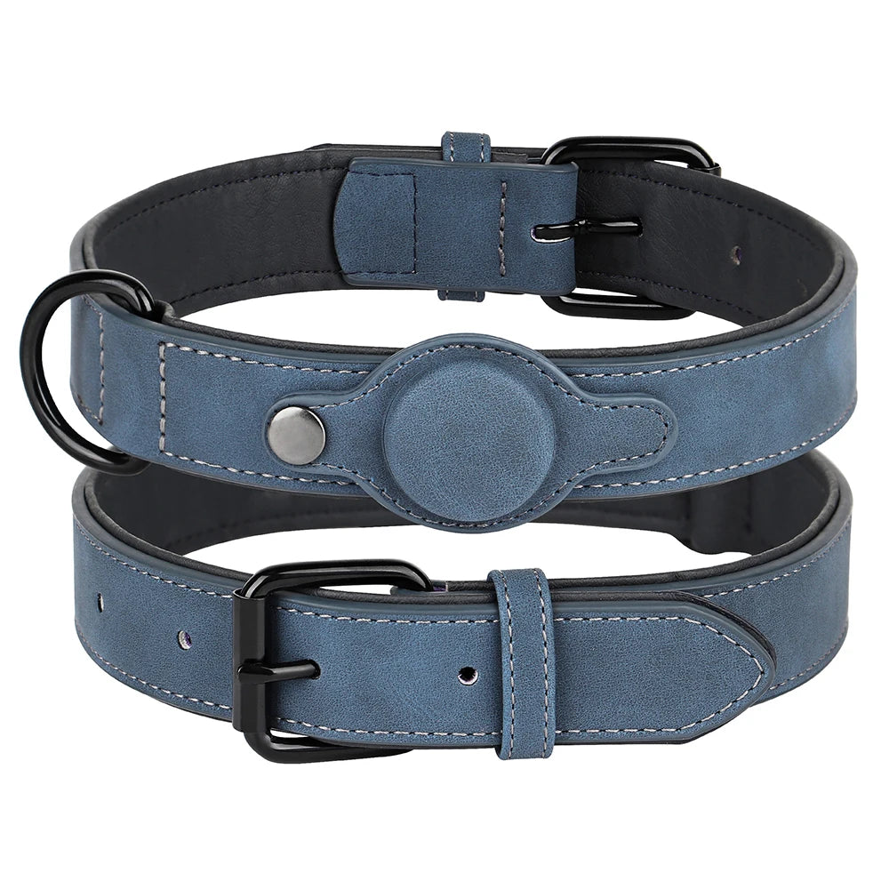 Collier pour chien en cuir de haute qualité, étiquette Anti-perte