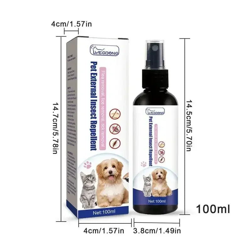 Spray anti-puces et anti-tiques pour chien et chat — Soulage les démangeaisons