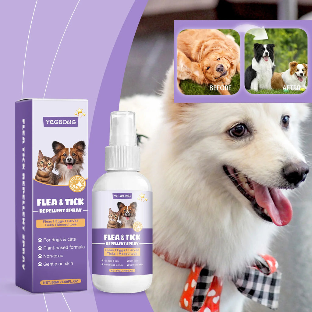 Spray anti-puces waterproof pour chien et chat — Soulage les démangeaisons