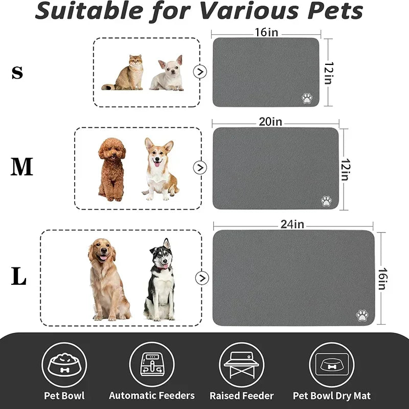 Tapis absorbant pour chien et chat, pour aliments et eau