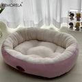 Plush oval pet bed for dogs and cats, thick and washable all-season cushion for dogs and cats for small, medium, and large breeds