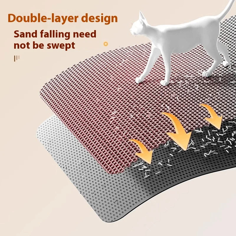 Extra Large Cat Litter Mat, Durable, Waterproof, Double Layer, Non-Slip, Washable, Pet Floor Protector, Litter Box, Sand Stopper