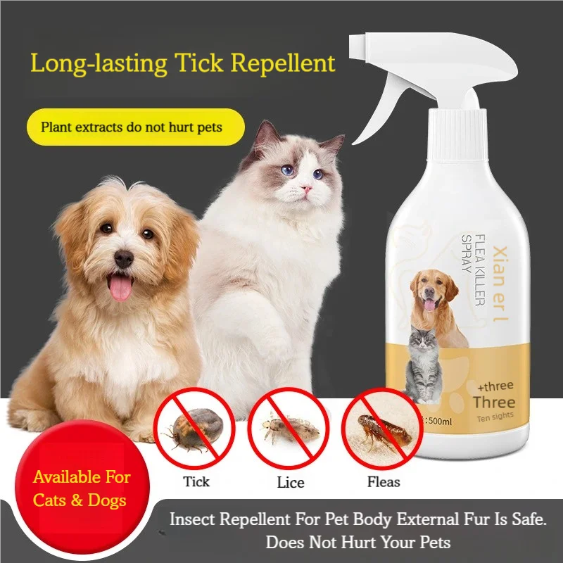 Spray anti-puces et tiques naturel pour chien et chat — 500ml