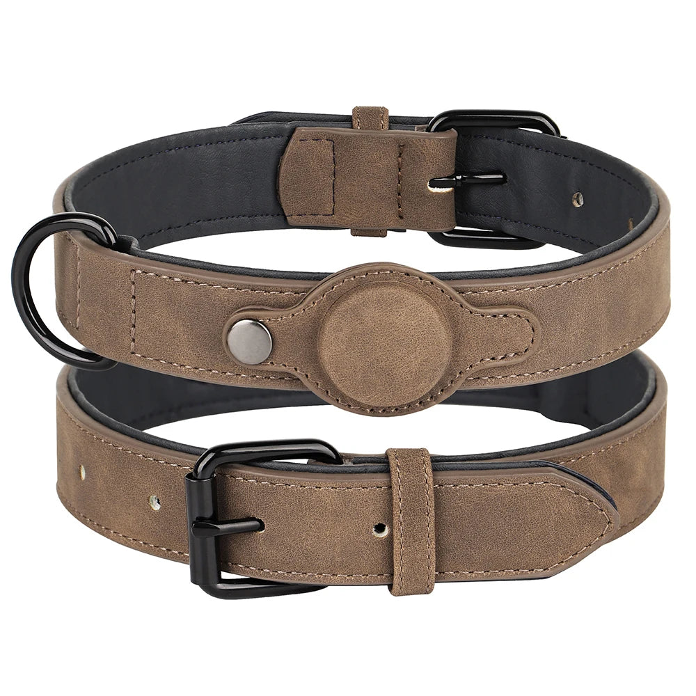 Collier en cuir PU avec étiquette anti-perte — petit et moyen chien