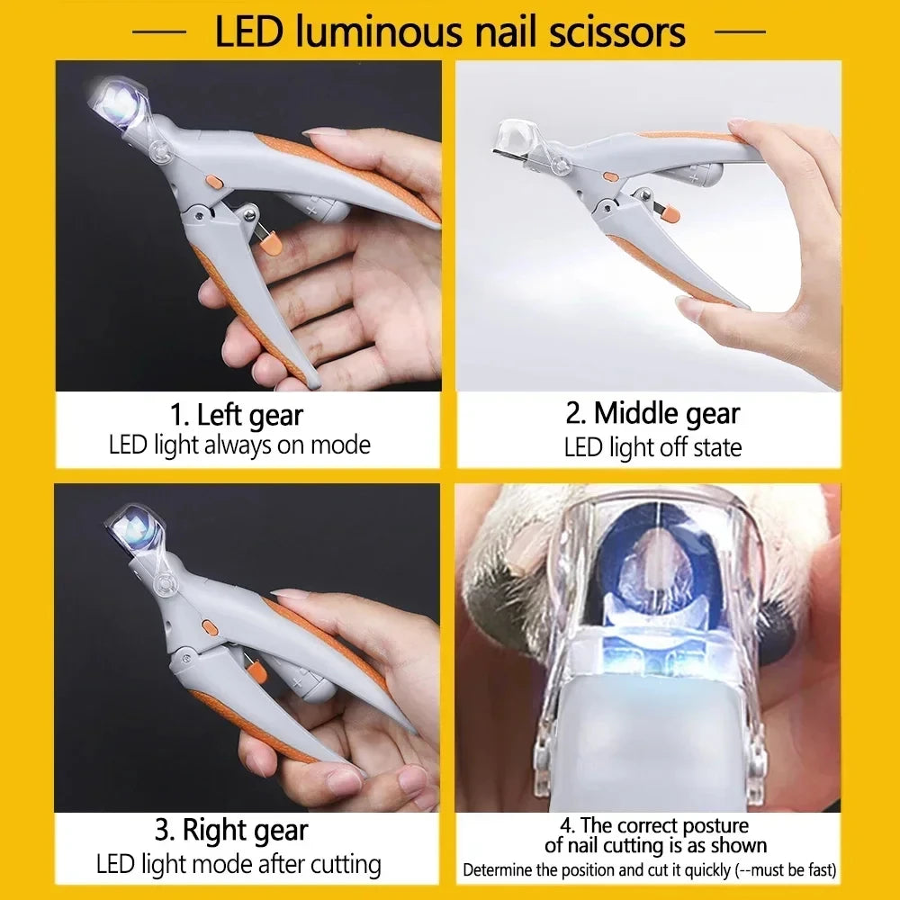 Coupe-ongles LED professionnel pour chat et chien