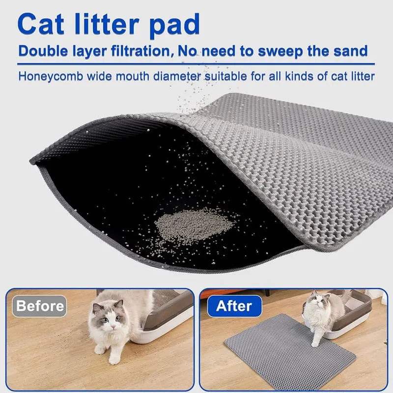 Litière imperméable pour chat, double couche