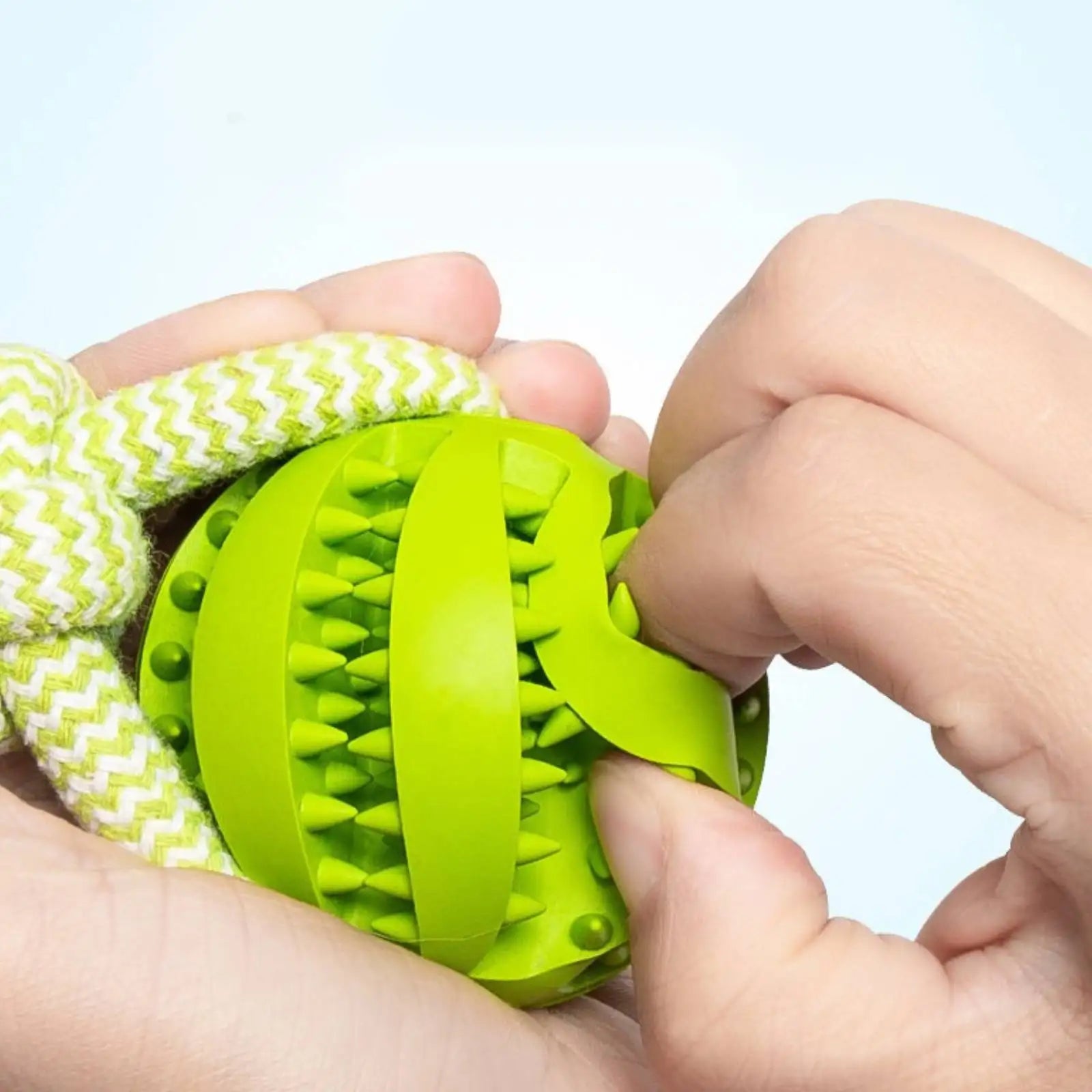 Balle jouet interactive pour chien — Corde coton & distributeur de friandises