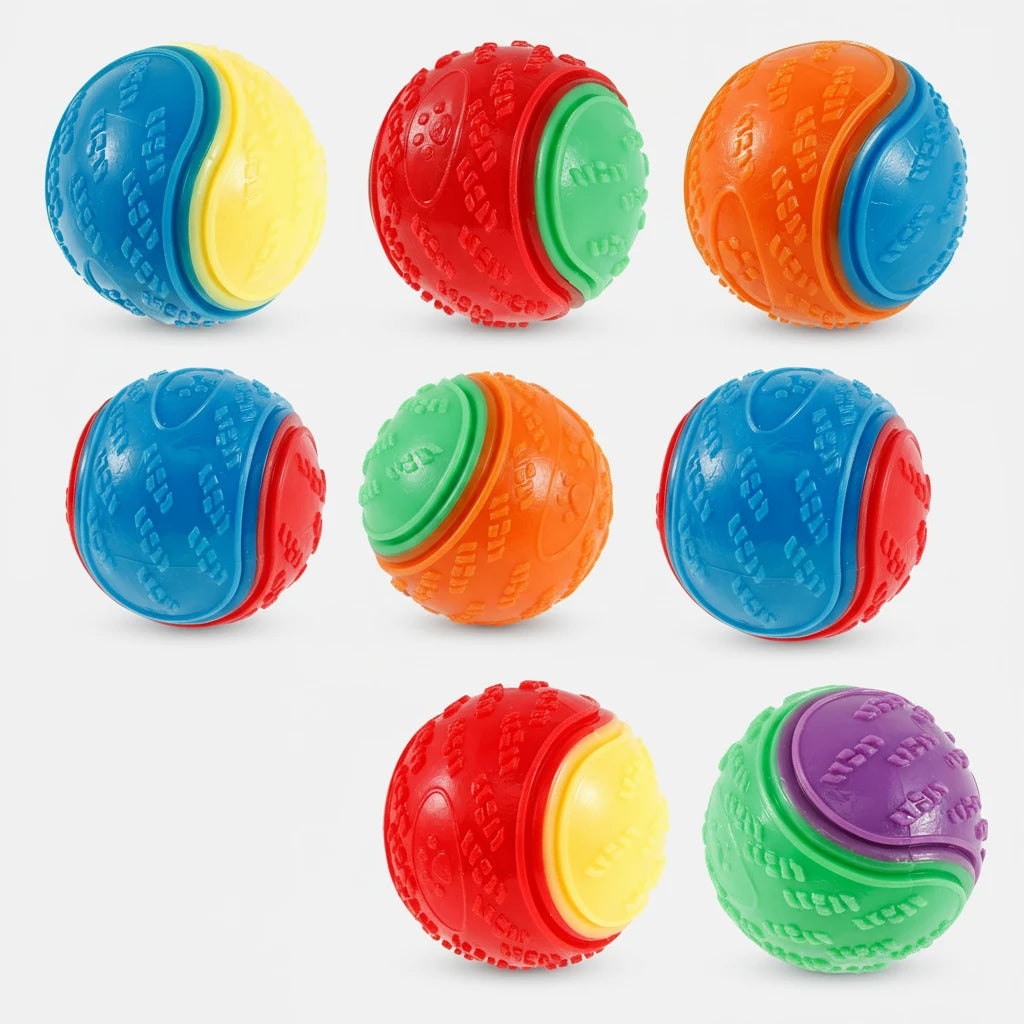 Lot de 6 balles couinantes pour chien — TPR souple, nettoyage des dents et anti-ennui