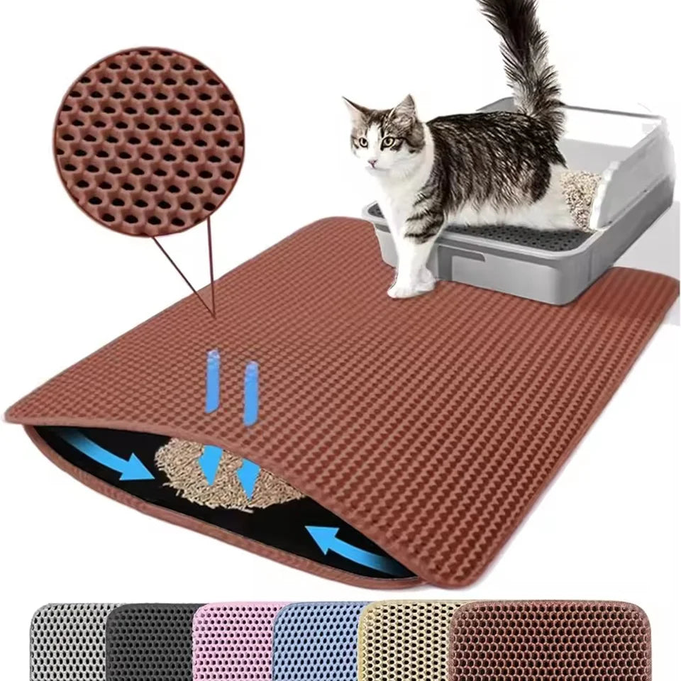 Tapis de litière pour chat imperméable double couche