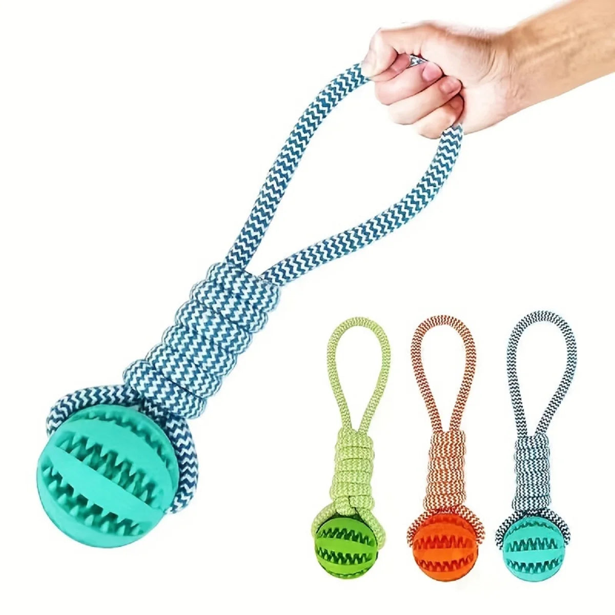 Balle jouet interactive pour chien — Corde coton & distributeur de friandises