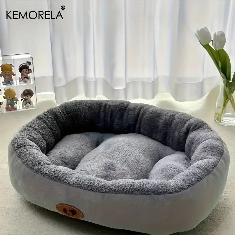 Coussin épais ovale en peluche pour animaux de compagnie