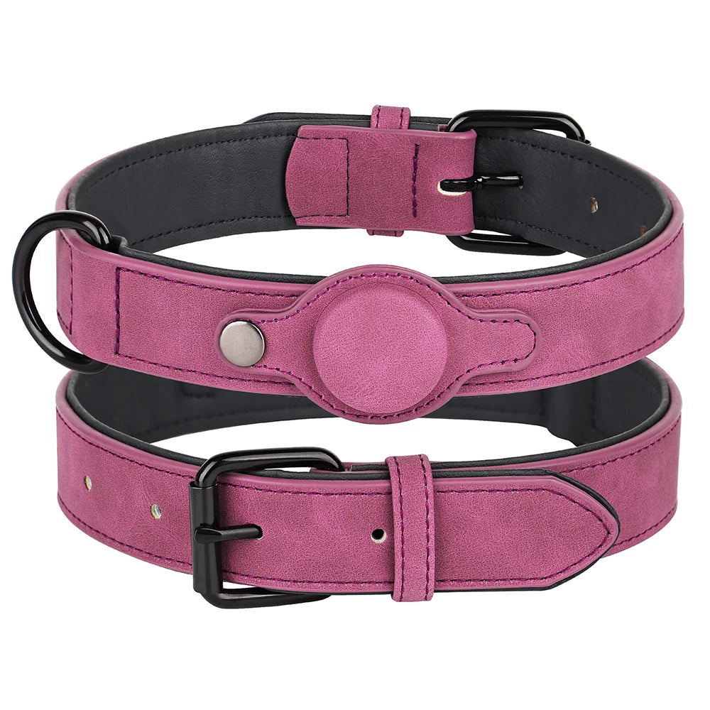 Collier en cuir PU avec étiquette anti-perte — petit et moyen chien