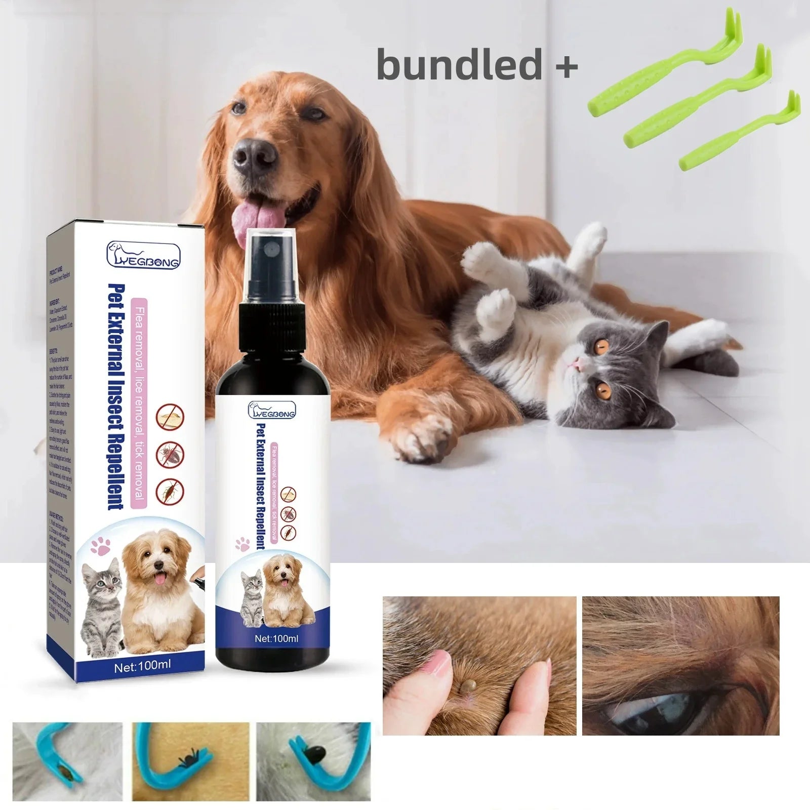 Spray anti-puces et anti-tiques pour chien et chat — Soulage les démangeaisons