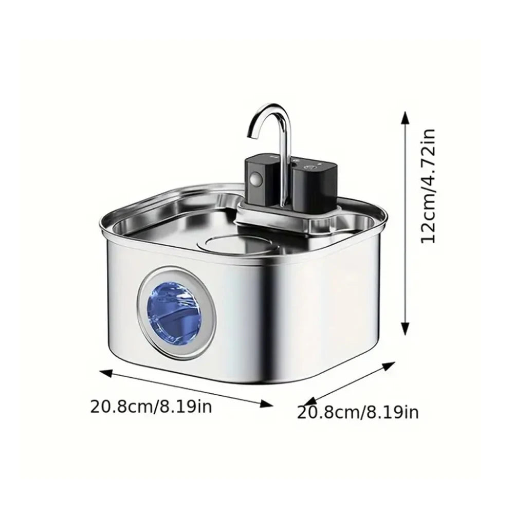 Cat Water Fountain, 3L Stainless Steel Wireless Charging Sensor, Automatic Drinking Fountain for Cats and Dogs, Pet Dispenser Bowl