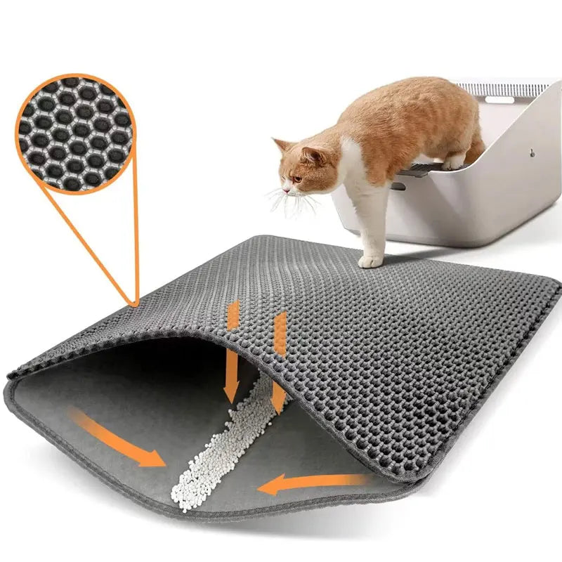 Litière imperméable pour chat, double couche